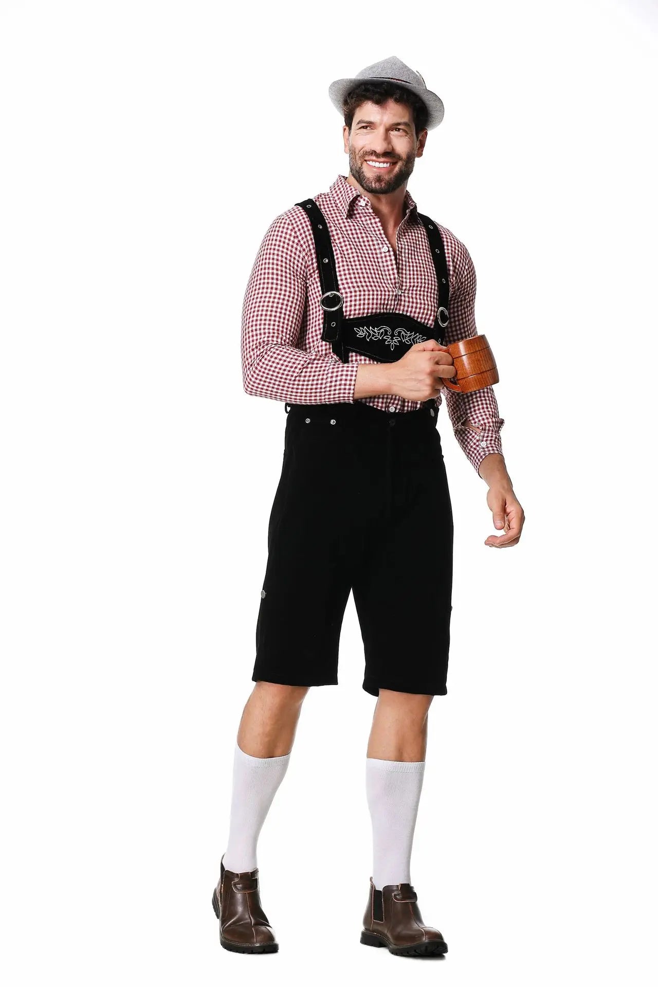 Traditionelle Herren Trachten-Lederhose mit Hosenträgern – Perfekt für Oktoberfest und Volksfeste