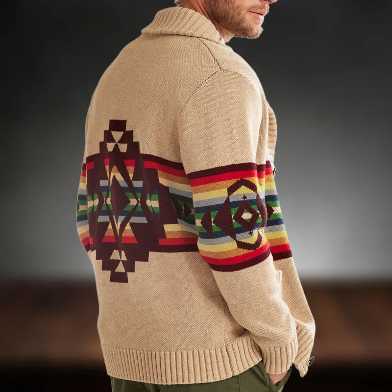 Herren | Gestreifter Jacquard-Cardigan für Herbst/Winter