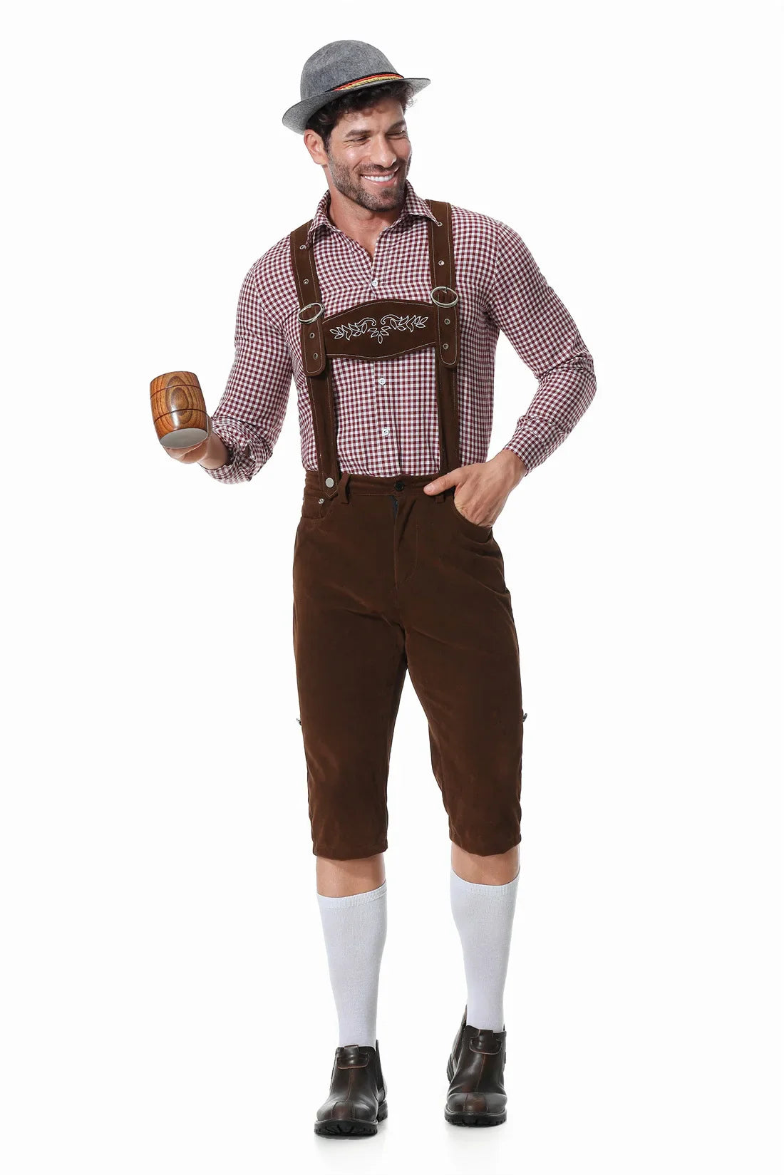 Traditionelle Herren Trachten-Lederhose mit Hosenträgern – Perfekt für Oktoberfest und Volksfeste