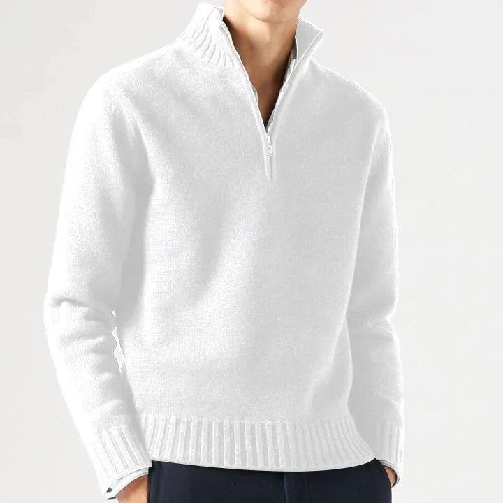 Eleganter Herren Basic Wollpullover mit Reißverschluss für den Winter