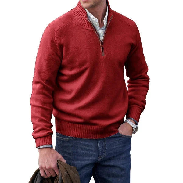 Eleganter Herren Basic Wollpullover mit Reißverschluss für den Winter