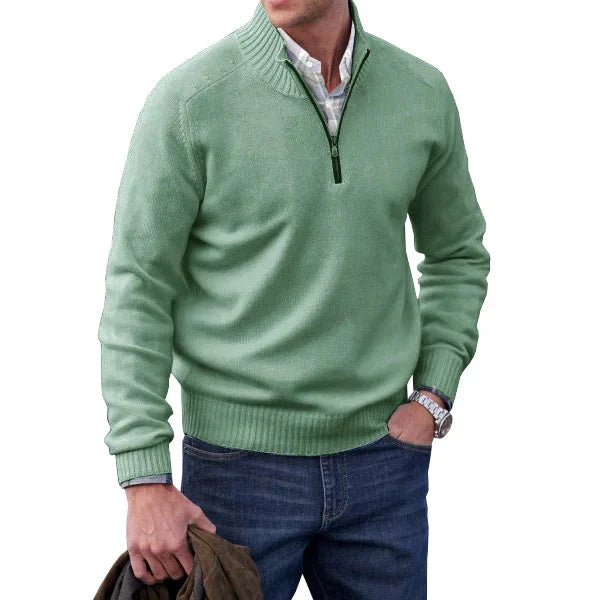 Eleganter Herren Basic Wollpullover mit Reißverschluss für den Winter