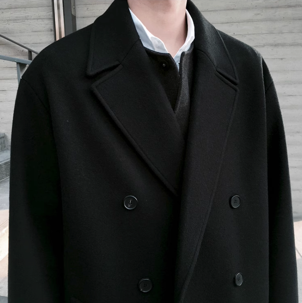 Edler Oversized Herrenmantel mit doppelter Knopfleiste – zeitloser Style für Herbst und Winter