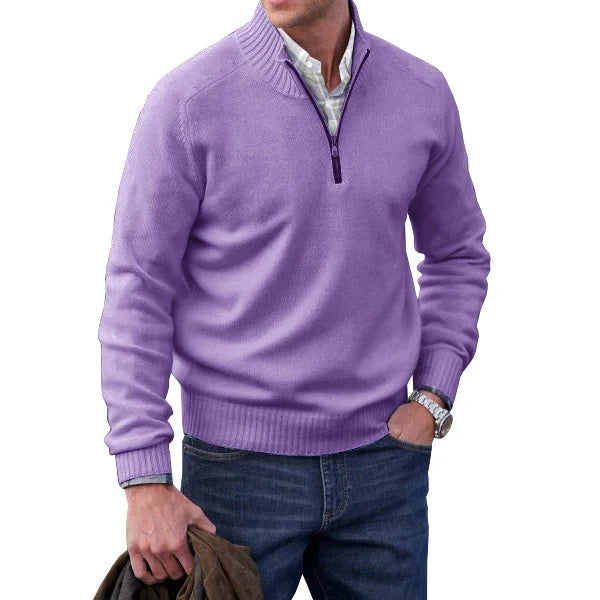 Eleganter Herren Basic Wollpullover mit Reißverschluss für den Winter