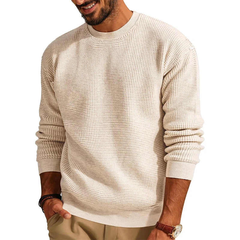Eleganter Waffelstrick-Pullover für Herren - Komfort und Stil in Perfektion