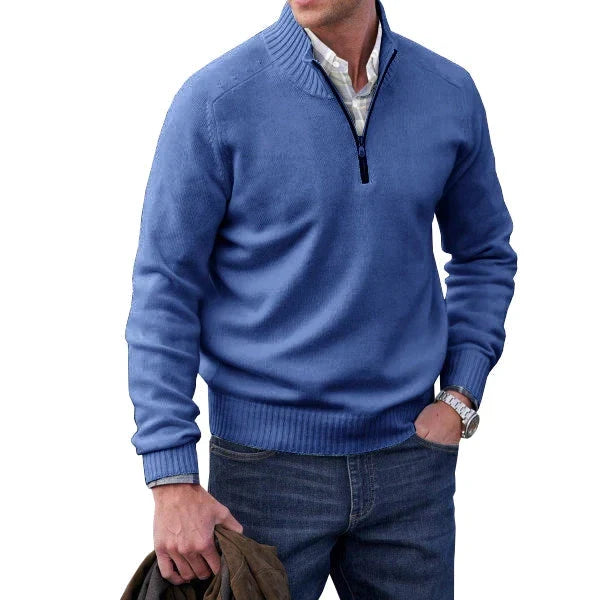Eleganter Herren Basic Wollpullover mit Reißverschluss für den Winter