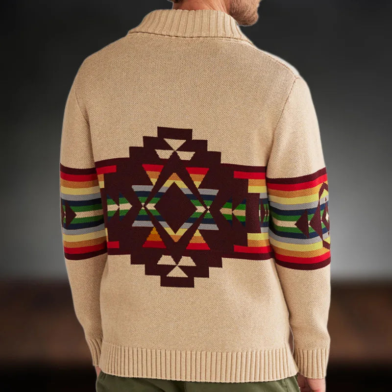 Herren | Gestreifter Jacquard-Cardigan für Herbst/Winter