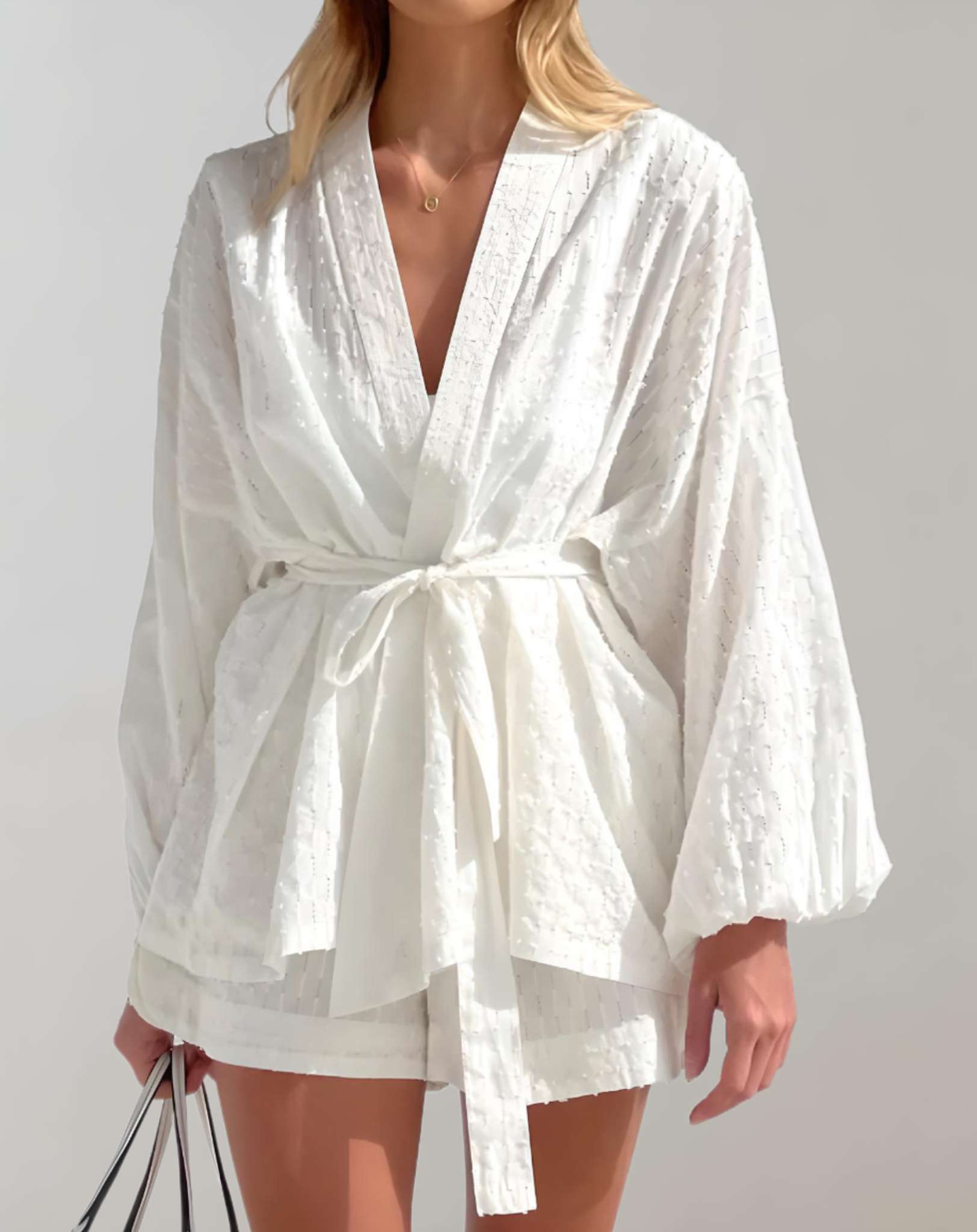 Shaira - 2-teiliges Set mit robenartigem Oberteil mit langen Ärmeln und Shorts Kleidung