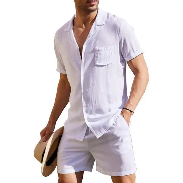 Herren Sommer-Set: Leichtes Hemd mit Shorts, Lässiger Zweiteiler für den Alltag