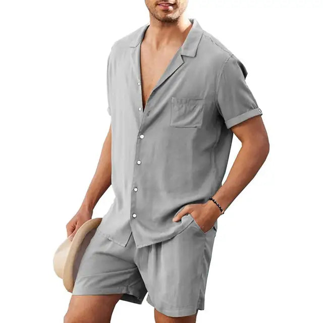 Herren Sommer-Set: Leichtes Hemd mit Shorts, Lässiger Zweiteiler für den Alltag