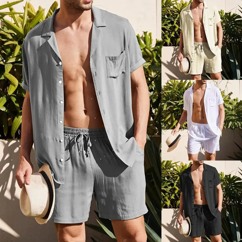 Herren Sommer-Set: Leichtes Hemd mit Shorts, Lässiger Zweiteiler für den Alltag