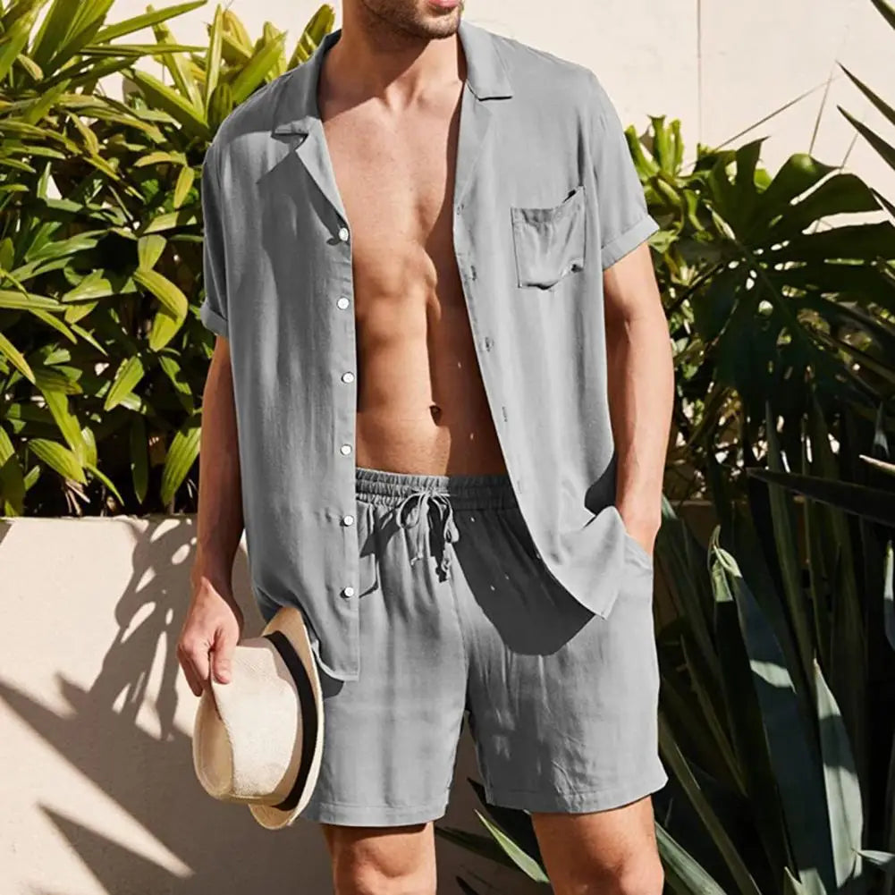 Herren Sommer-Set: Leichtes Hemd mit Shorts, Lässiger Zweiteiler für den Alltag