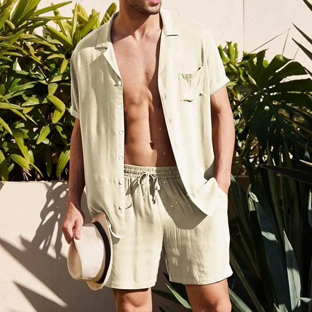 Herren Sommer-Set: Leichtes Hemd mit Shorts, Lässiger Zweiteiler für den Alltag