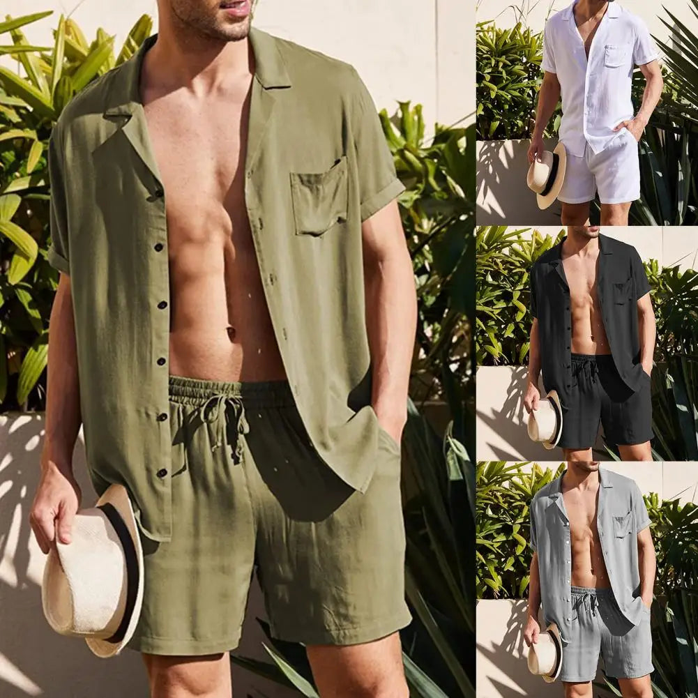 Herren Sommer-Set: Leichtes Hemd mit Shorts, Lässiger Zweiteiler für den Alltag