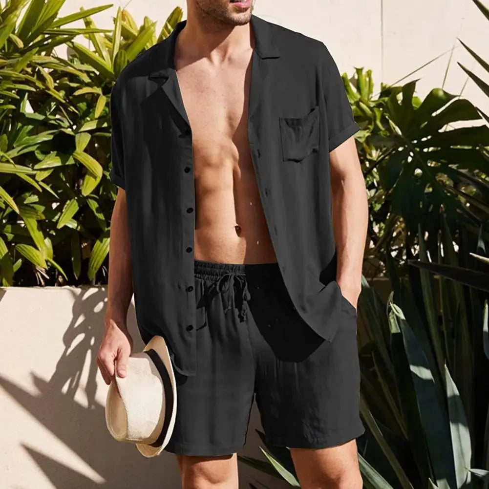 Herren Sommer-Set: Leichtes Hemd mit Shorts, Lässiger Zweiteiler für den Alltag