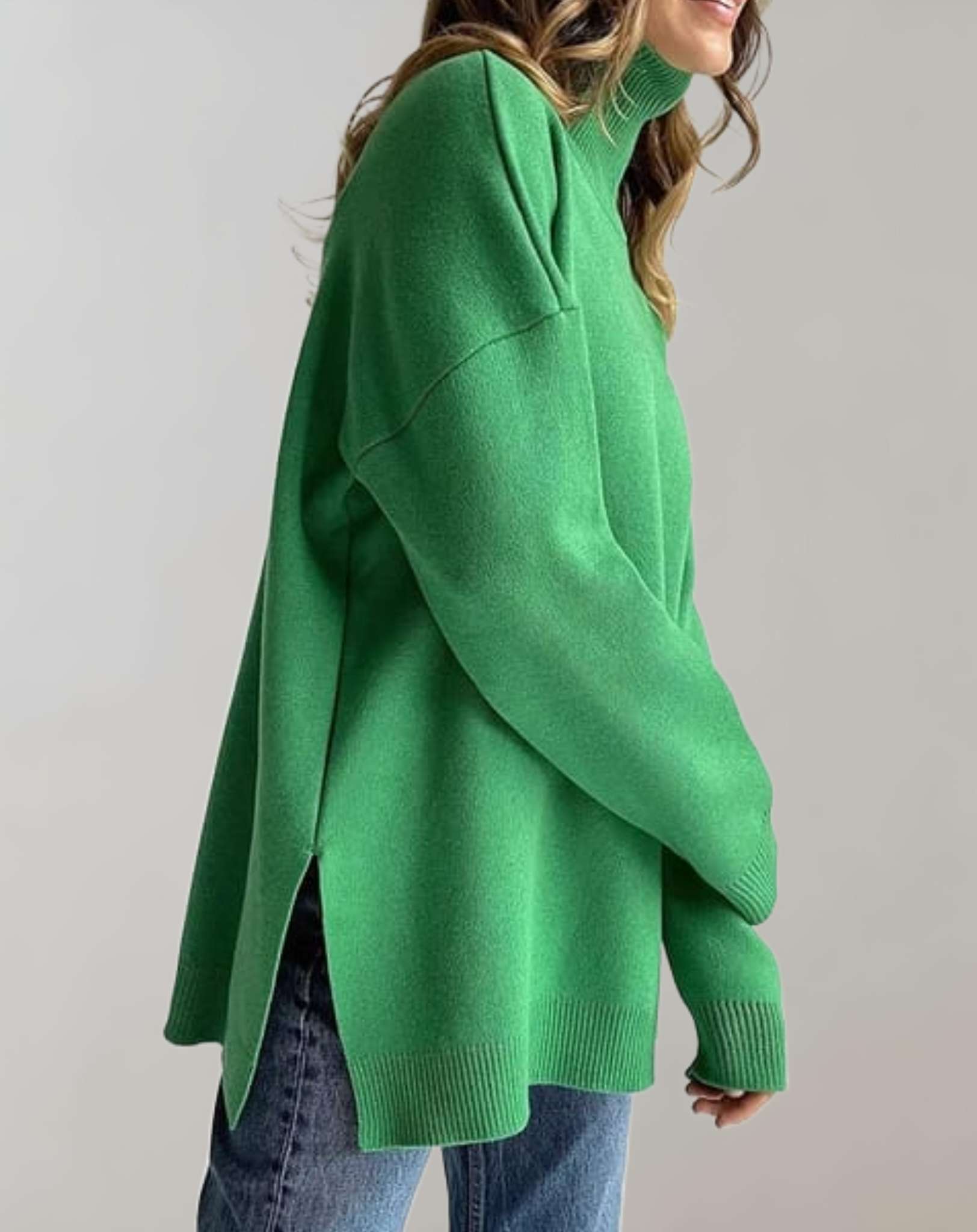 Tenley - Übergroßer schlichter Rollkragenpullover Sweater