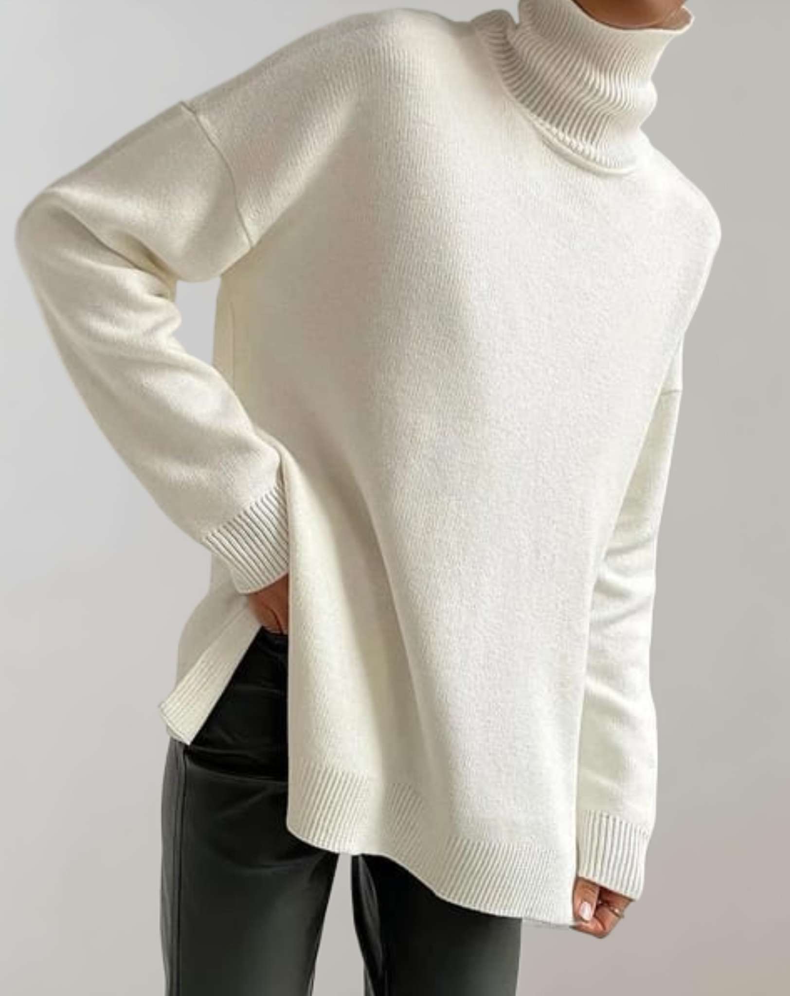 Tenley - Übergroßer schlichter Rollkragenpullover Sweater