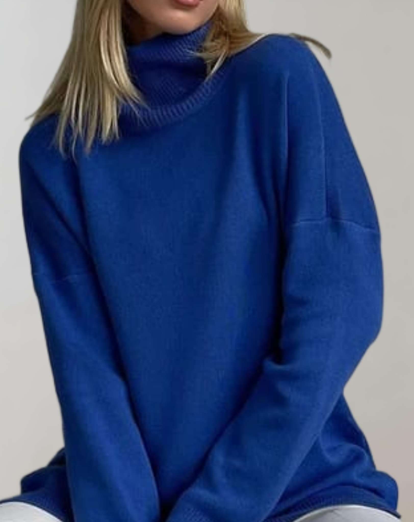 Tenley - Übergroßer schlichter Rollkragenpullover Sweater