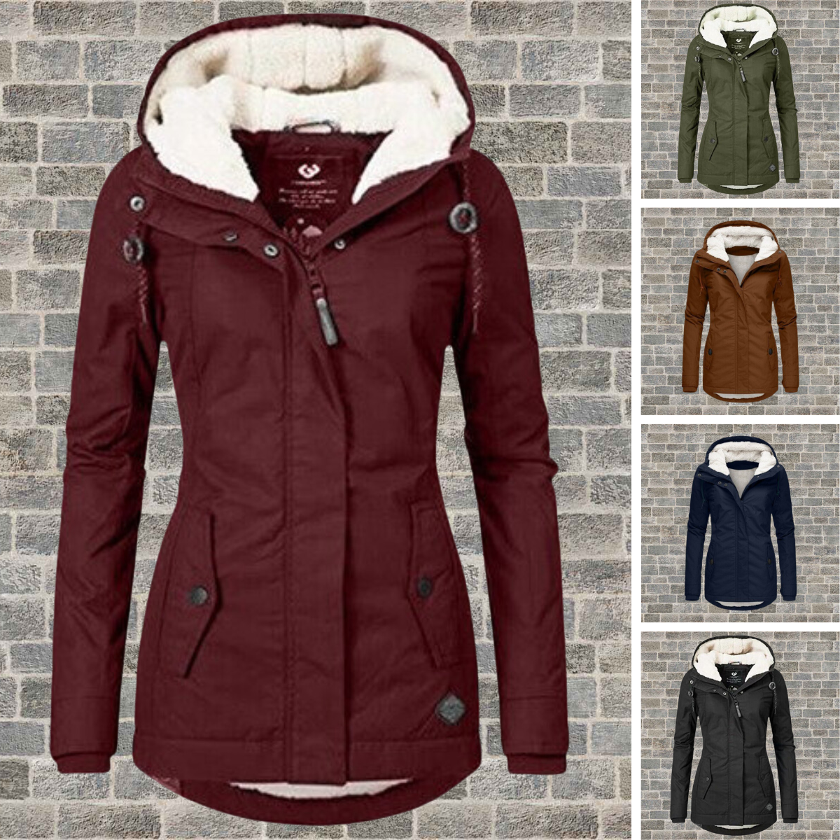 Damen Winterjacke mit Kapuze und Fleece-Futter – Warm und Winddicht für Kalte Tage
