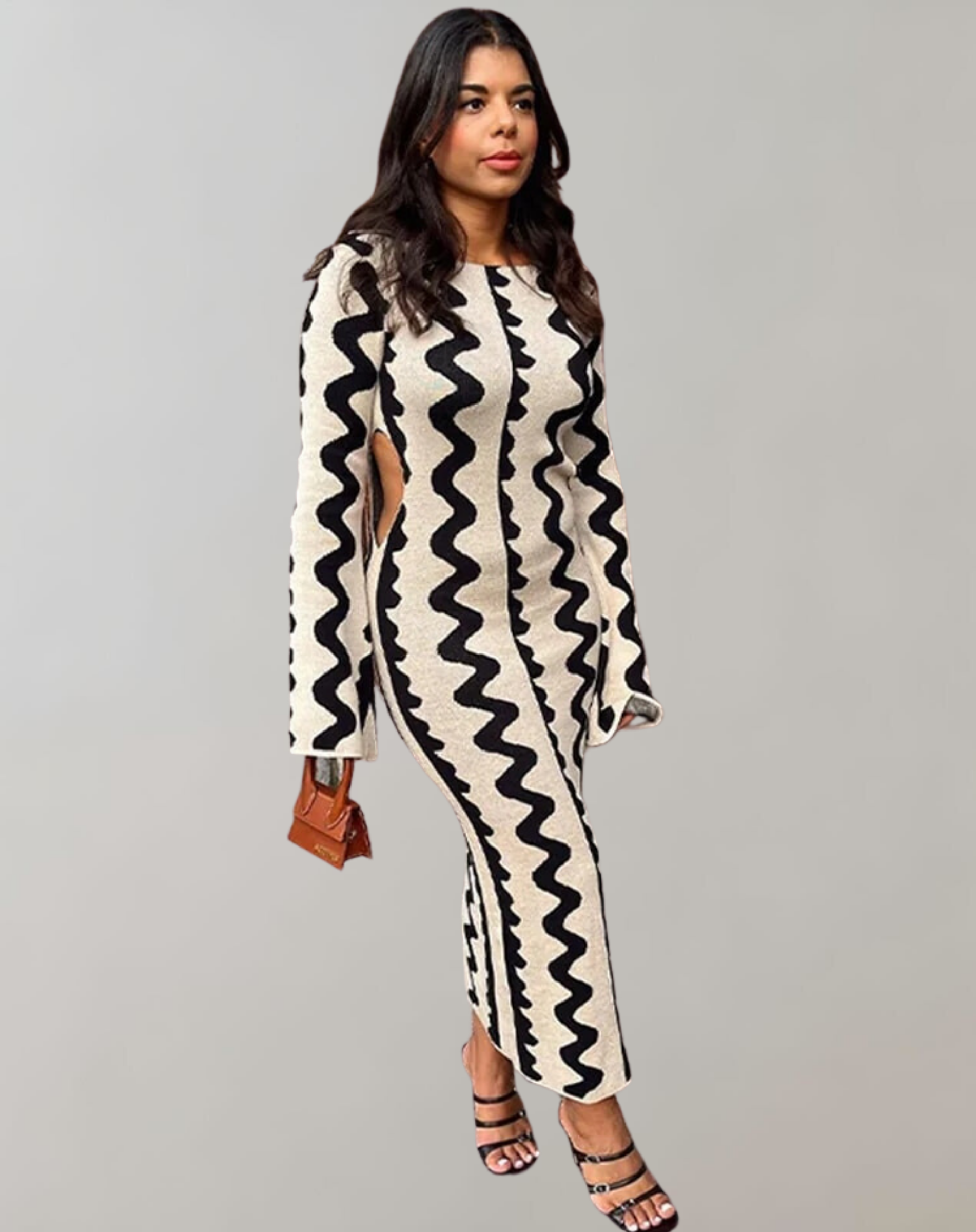 Maria -  Elegantes Gestreiftes Maxikleid