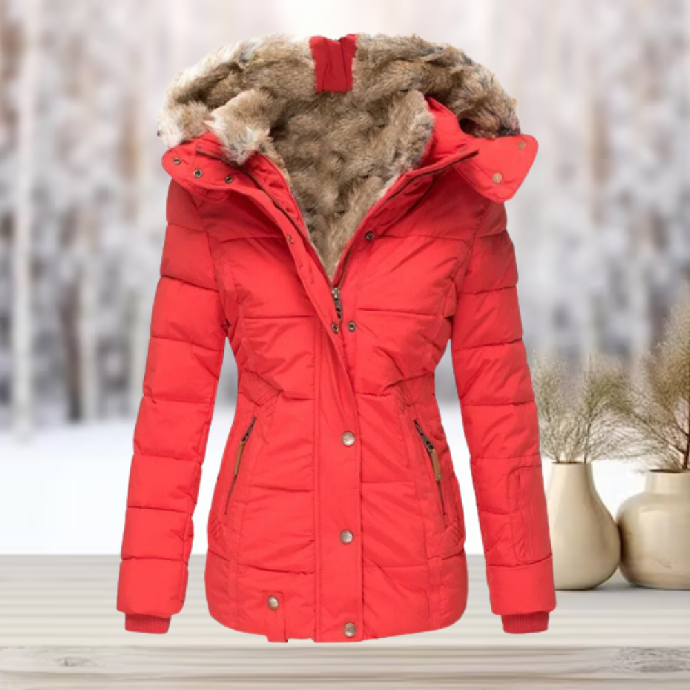Damen Winterjacke mit Kapuze und abnehmbarem Kunstfellbesatz - Warm und stilvoll für kalte Tage