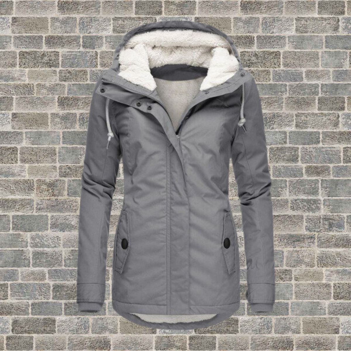 Damen Winterjacke mit Kapuze und Fleece-Futter – Warm und Winddicht für Kalte Tage