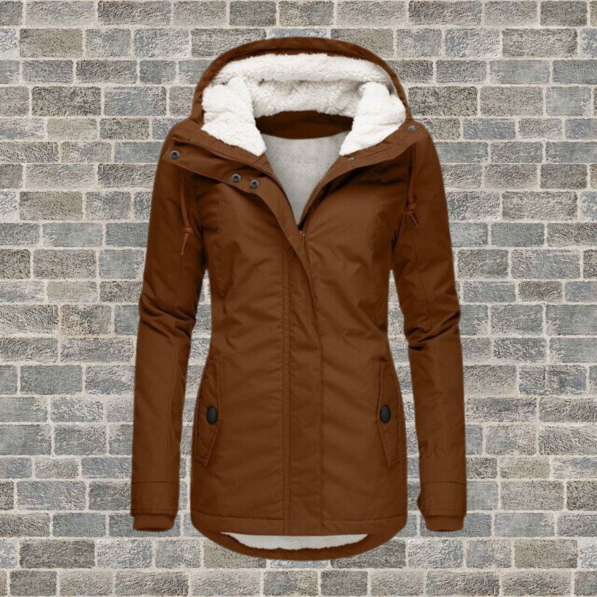 Damen Winterjacke mit Kapuze und Fleece-Futter – Warm und Winddicht für Kalte Tage