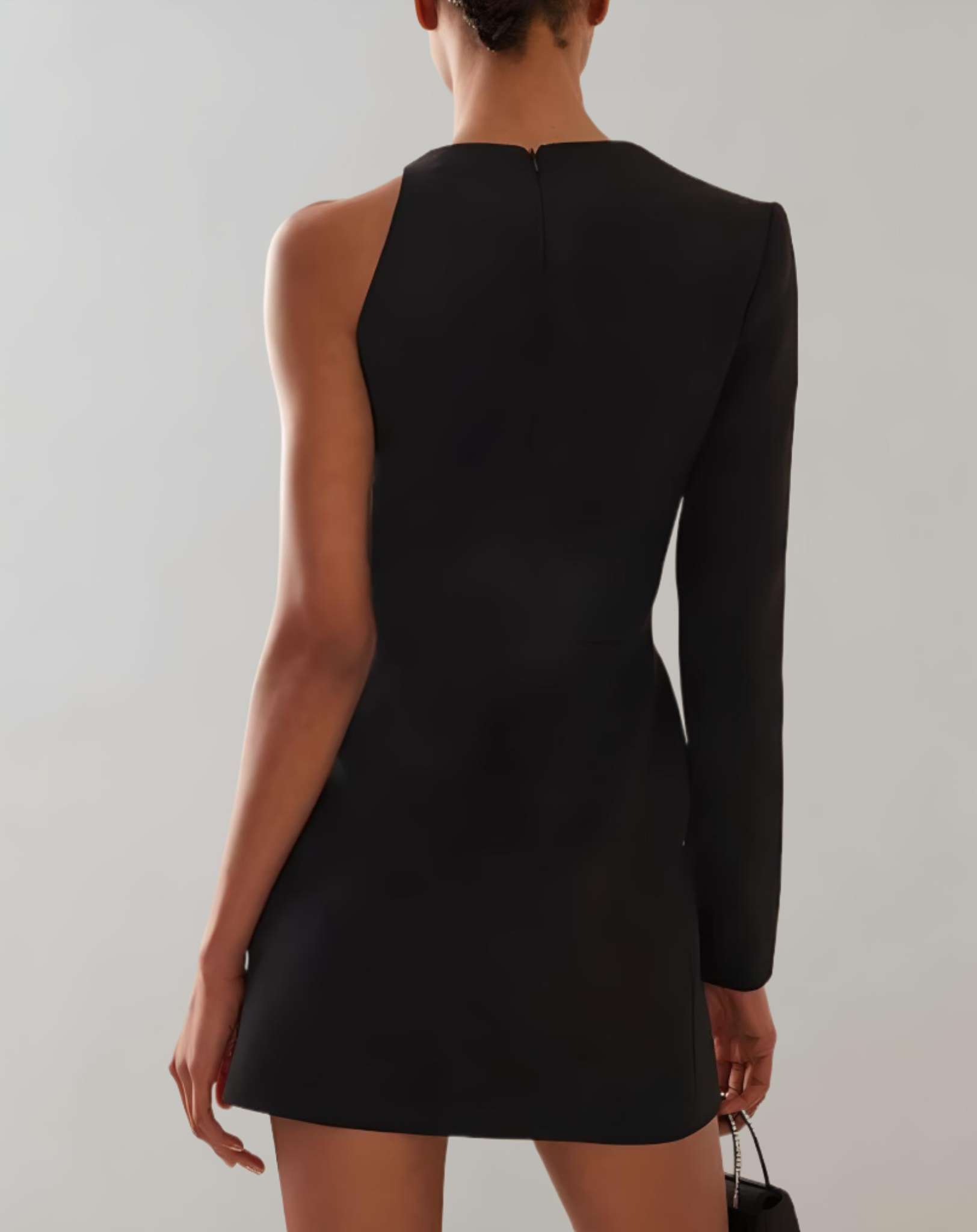 Yorie - One Shoulder Minikleid mit einem langen Ärmel und Musterdruck in der Mitte Kleid