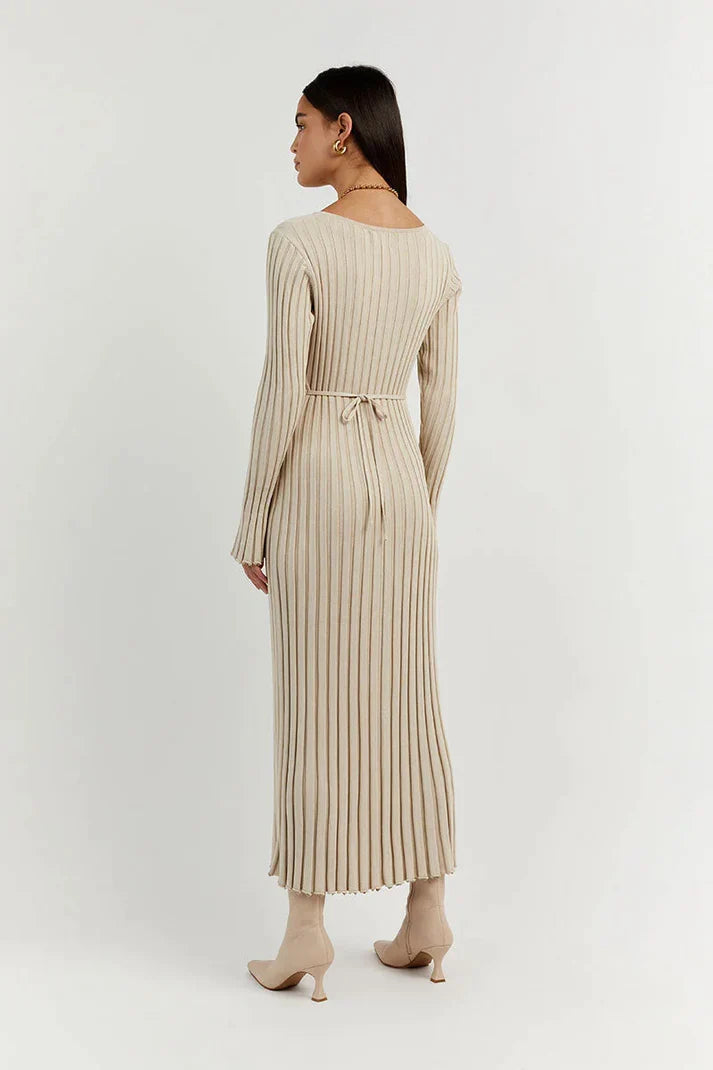 Aerelle | Strick-Midi-Kleid mit V-Ausschnitt