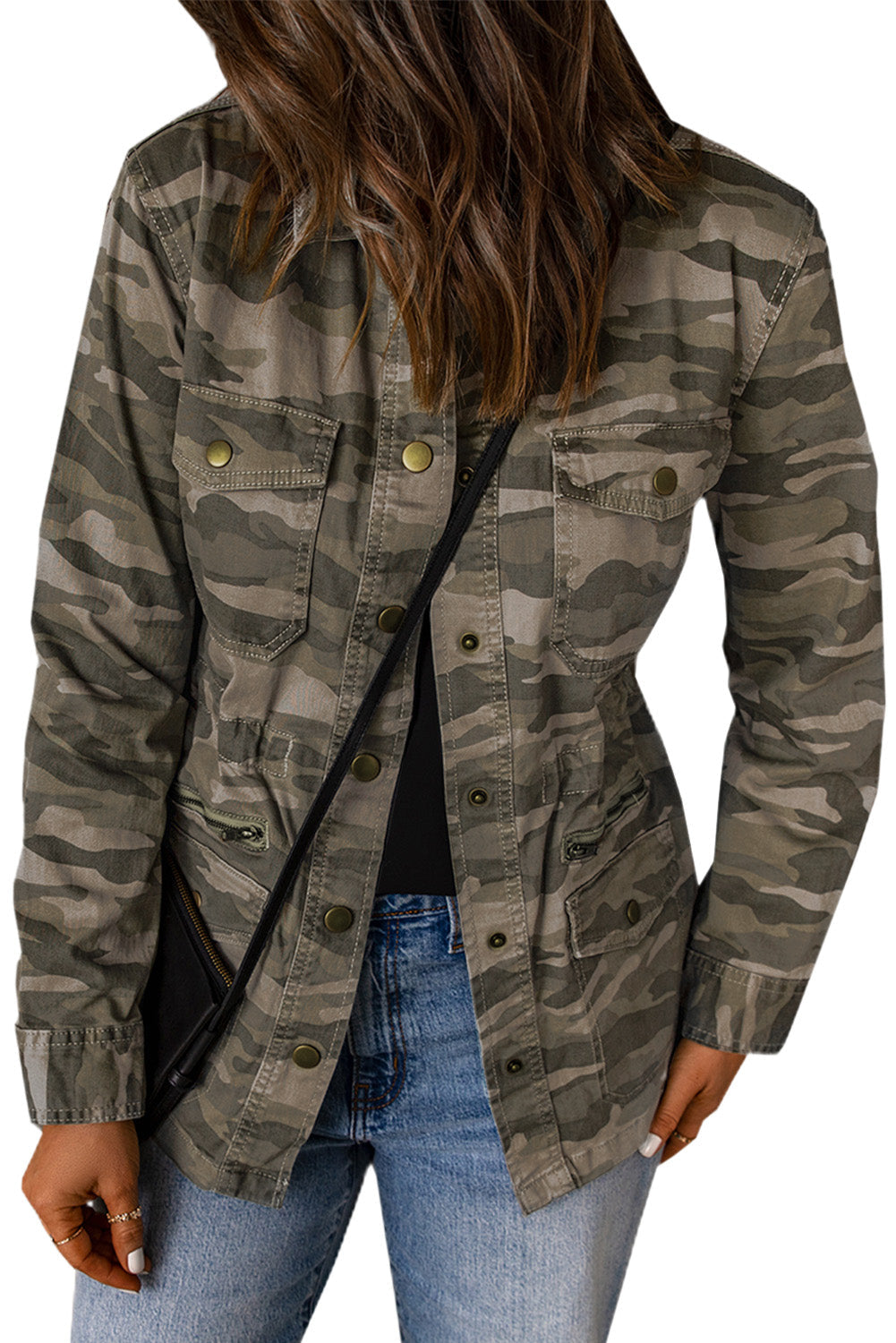 Marianne | Camouflage-Jacke mit vielseitigen Taschen und Knopfverschluss
