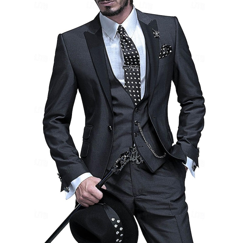 Eleganter 3-teiliger Anzug für Herren – Slim Fit Businessanzug mit Weste und Krawatte