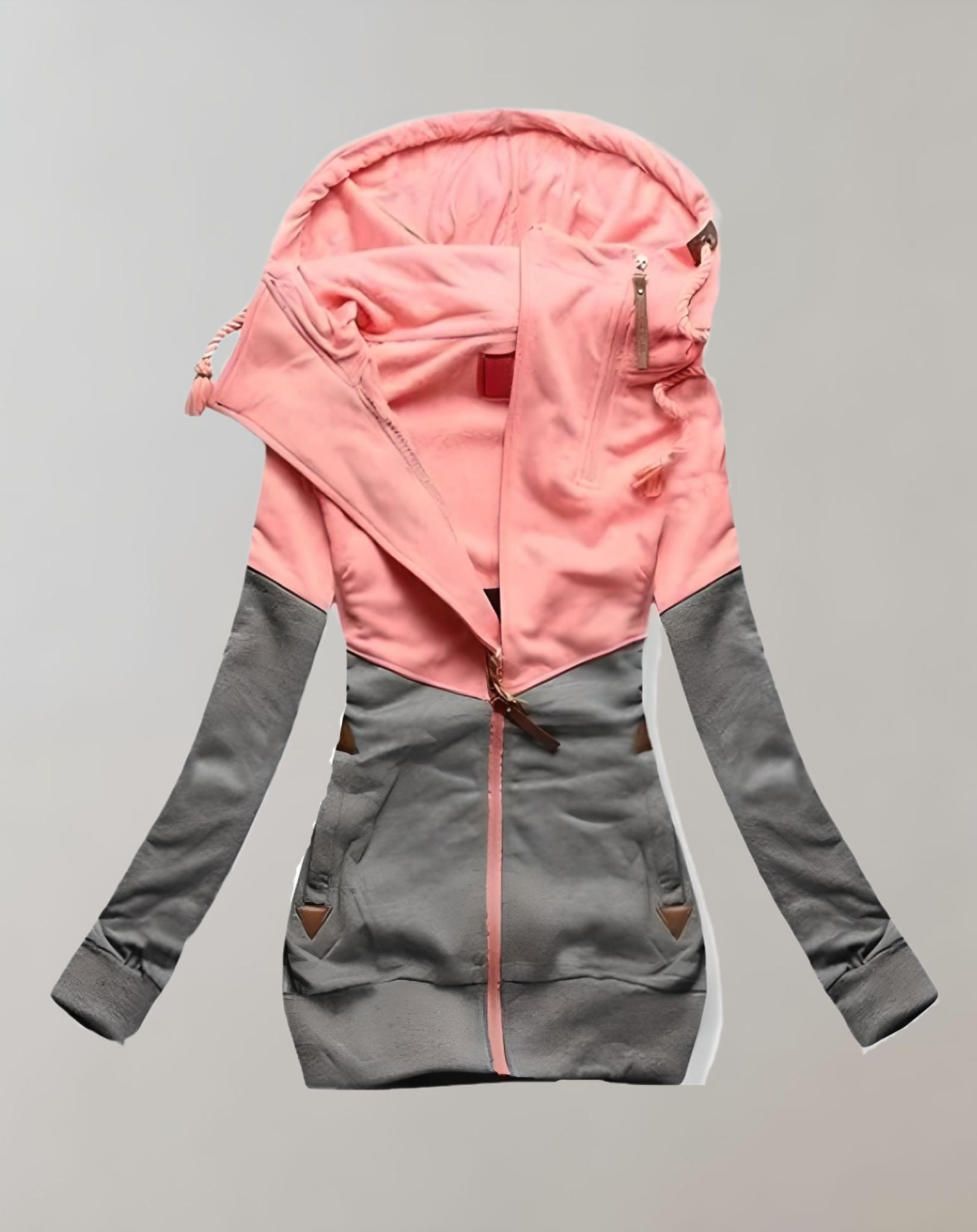 Alice - Zweifarbiger und taillierter Kapuzenpullover mit Reißverschluss und Seitentaschen Kapuzenpullover