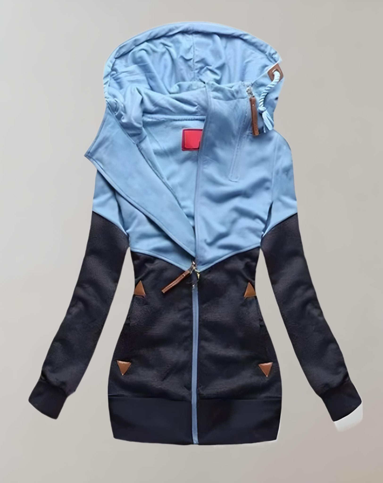 Alice - Zweifarbiger und taillierter Kapuzenpullover mit Reißverschluss und Seitentaschen Kapuzenpullover