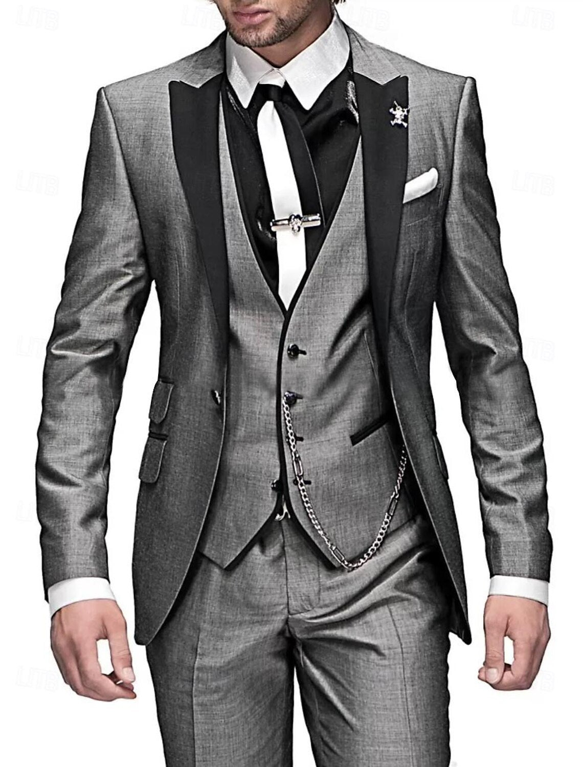 Eleganter 3-teiliger Anzug für Herren – Slim Fit Businessanzug mit Weste und Krawatte