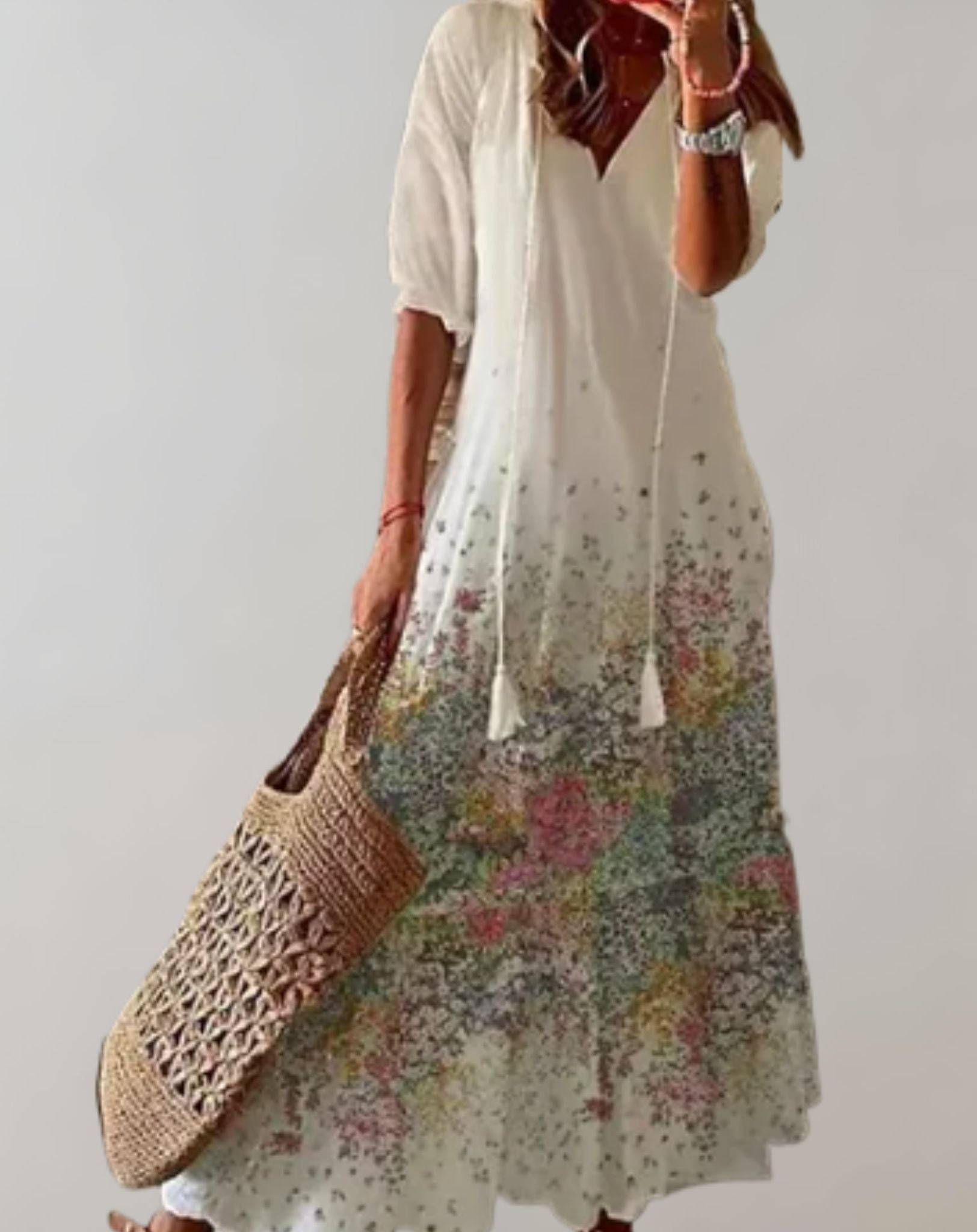 Aubrey - Langes Kleid mit Blumenmuster und weichem fließendem Stoff Kleid