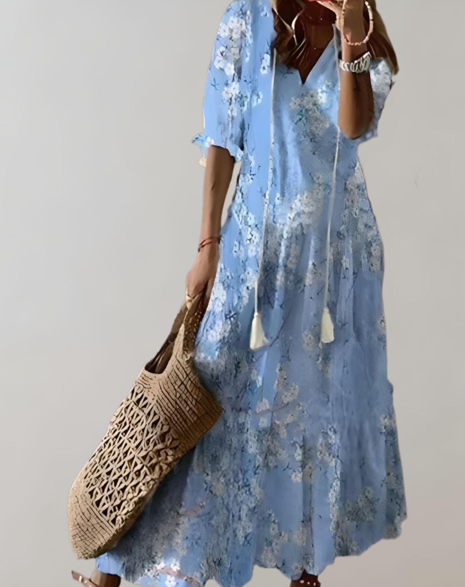 Aubrey - Langes Kleid mit Blumenmuster und weichem fließendem Stoff Kleid