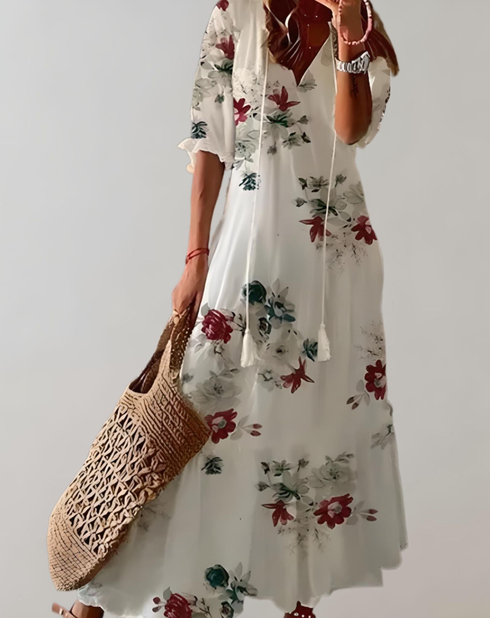 Aubrey - Langes Kleid mit Blumenmuster und weichem fließendem Stoff Kleid