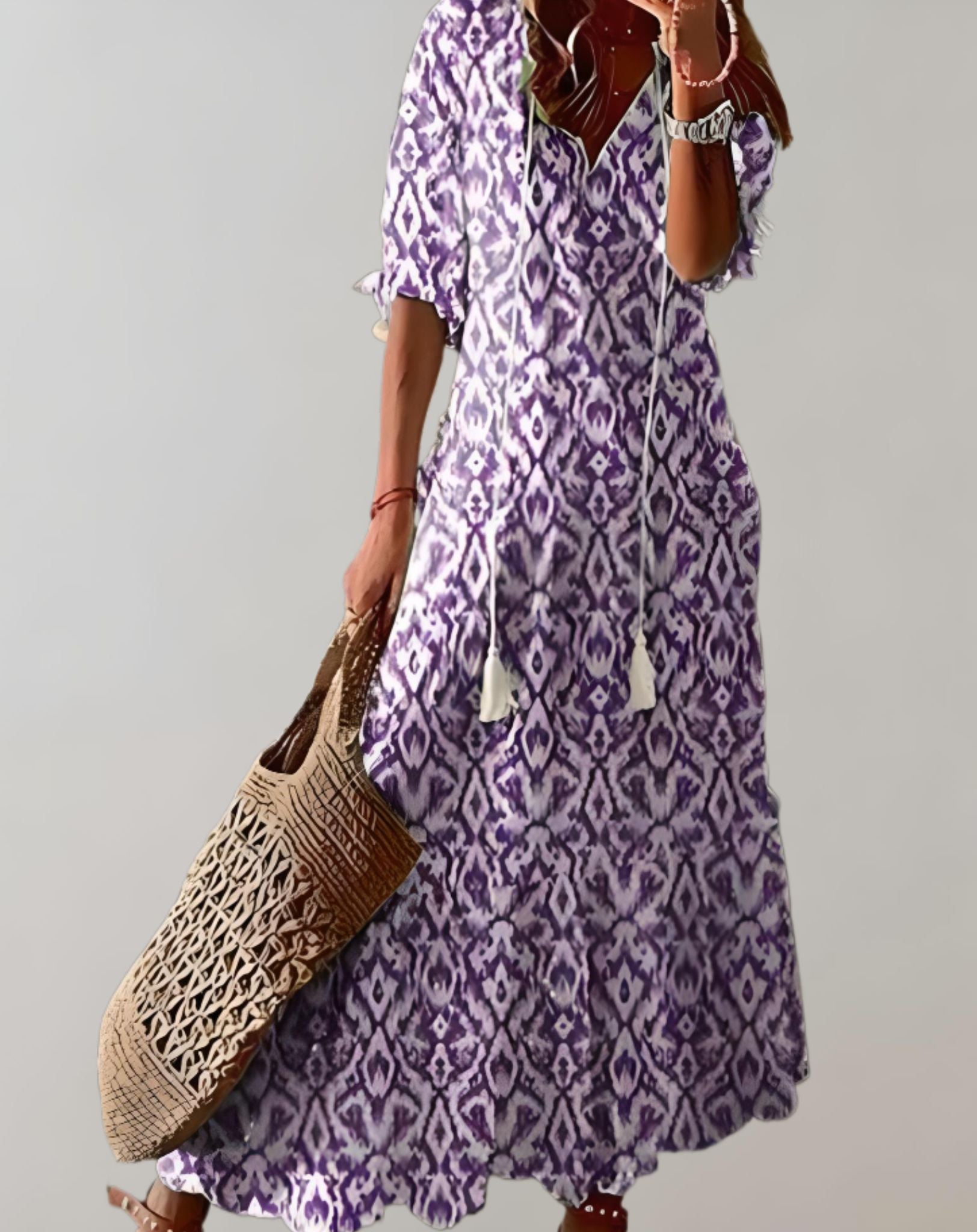 Aubrey - Langes Kleid mit Blumenmuster und weichem fließendem Stoff Kleid