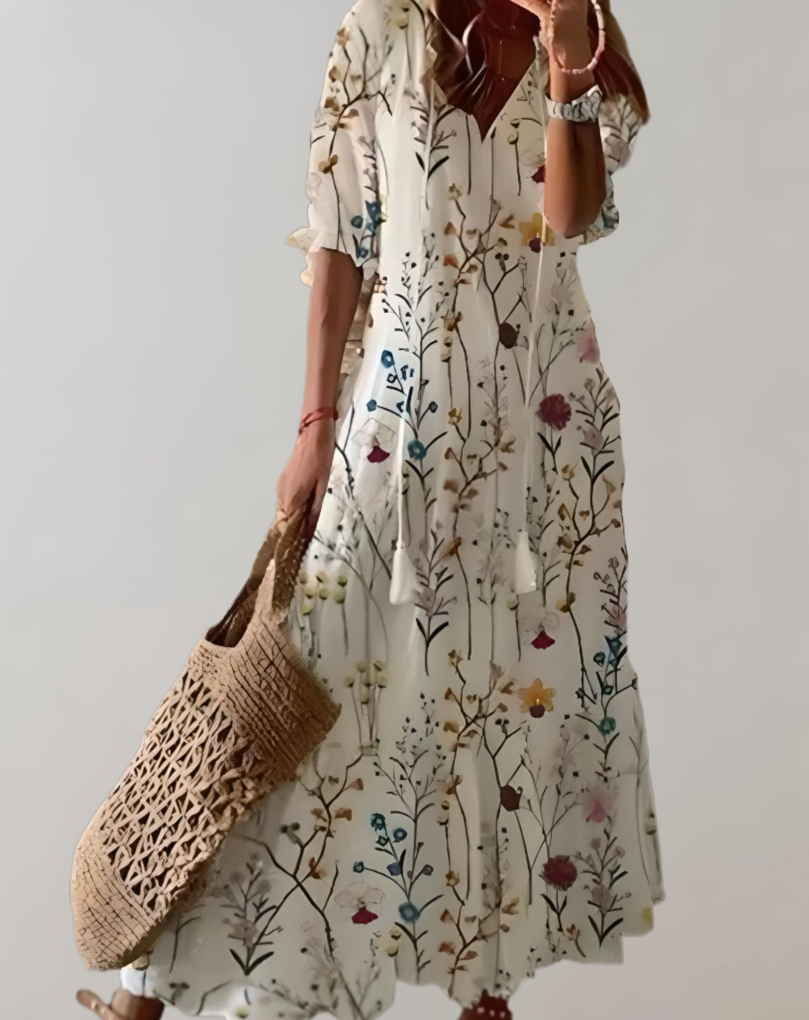 Aubrey - Langes Kleid mit Blumenmuster und weichem fließendem Stoff Kleid