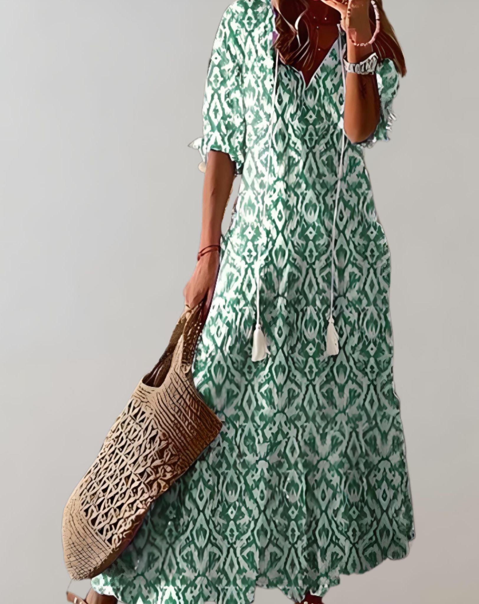 Aubrey - Langes Kleid mit Blumenmuster und weichem fließendem Stoff Kleid