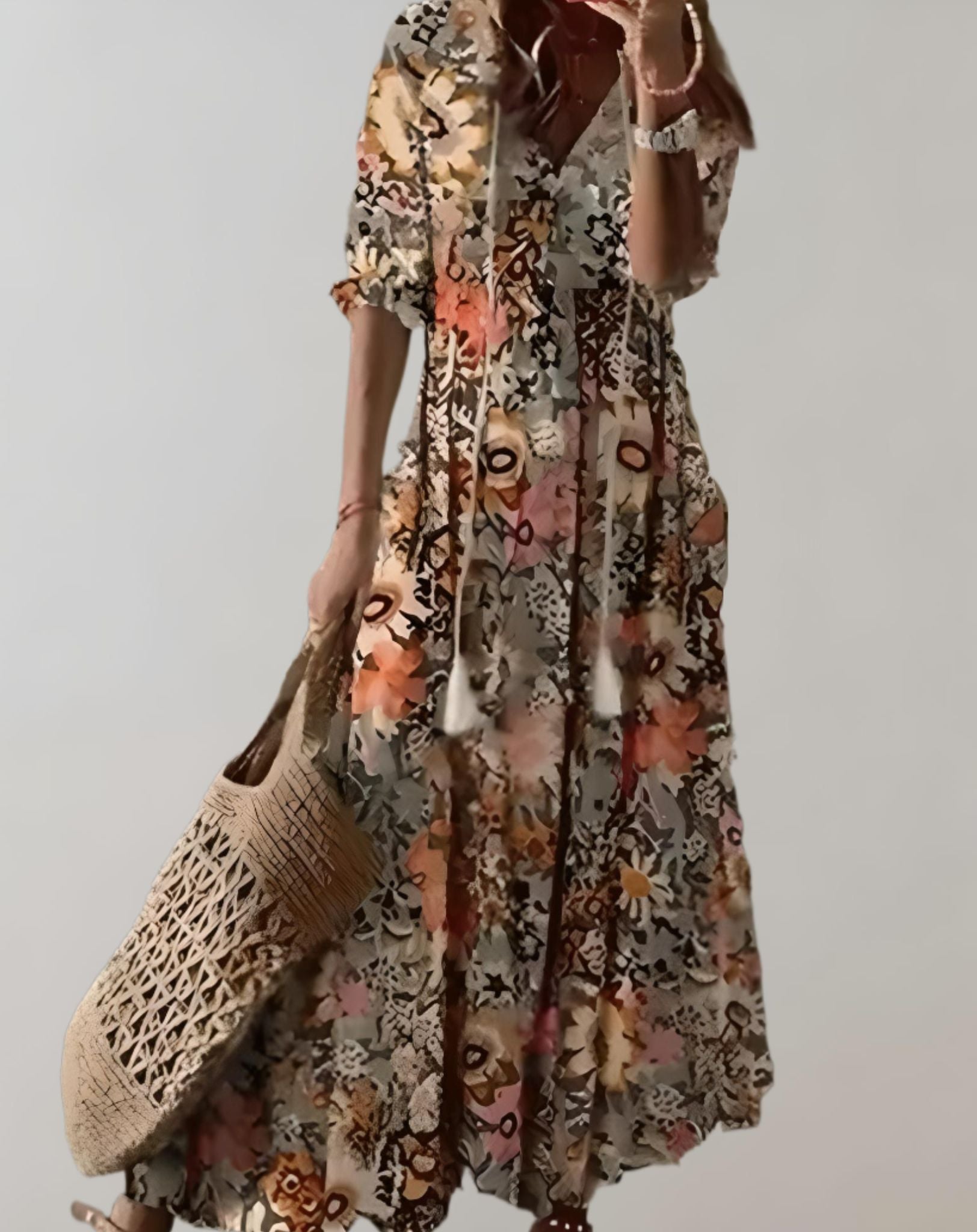 Aubrey - Langes Kleid mit Blumenmuster und weichem fließendem Stoff Kleid