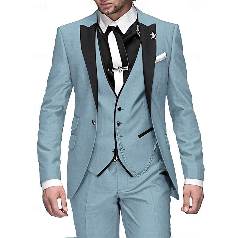 Eleganter 3-teiliger Anzug für Herren – Slim Fit Businessanzug mit Weste und Krawatte
