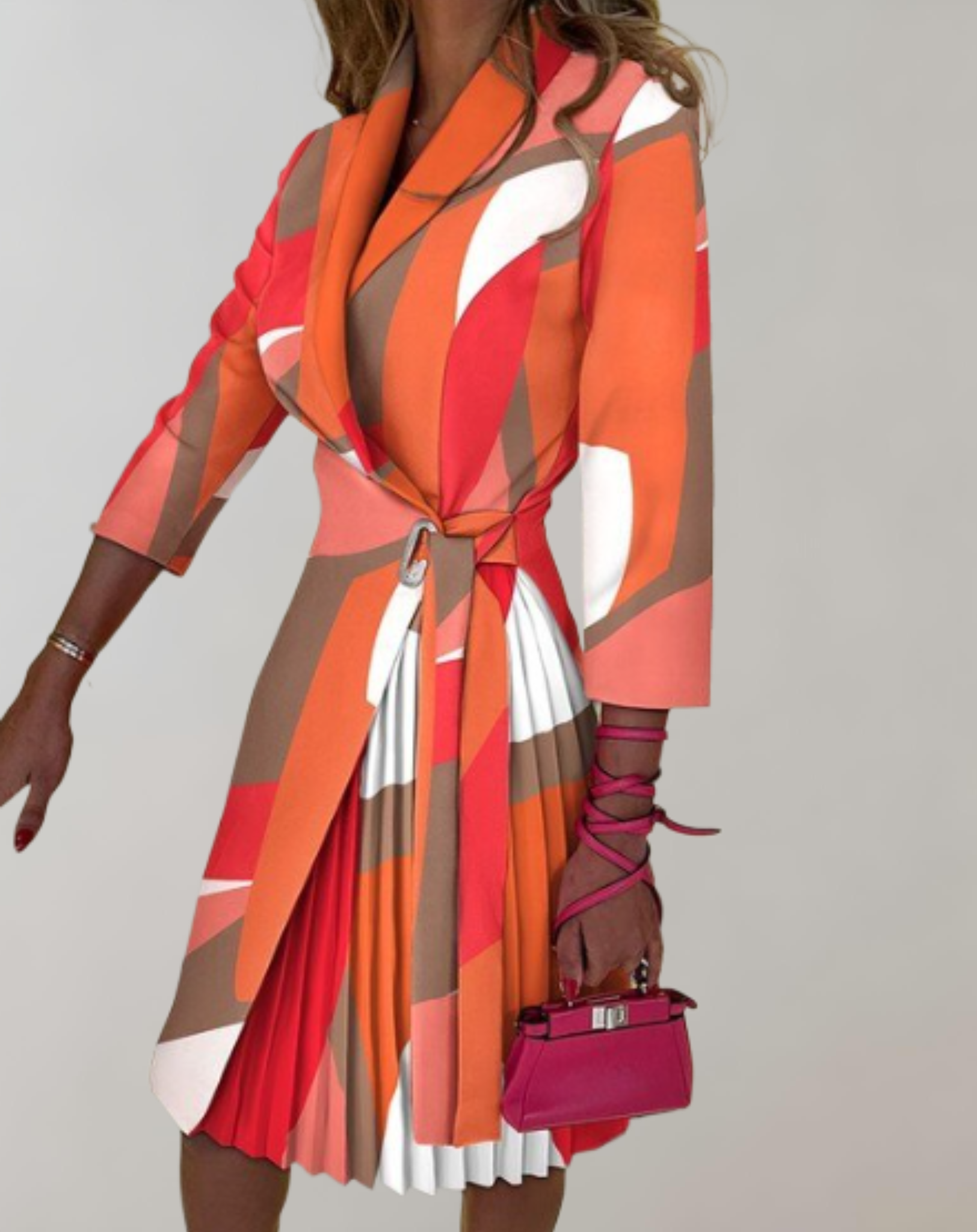 Bea - Schmal geschnittenes Kleid mit langen Ärmeln und zufälligem Design kleid