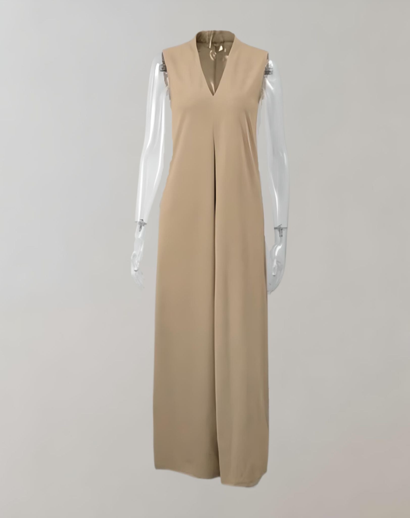 Beatrice -  Ärmelloses langes Kleid mit tiefem V Ausschnitt und Lagenschnitt Kleid