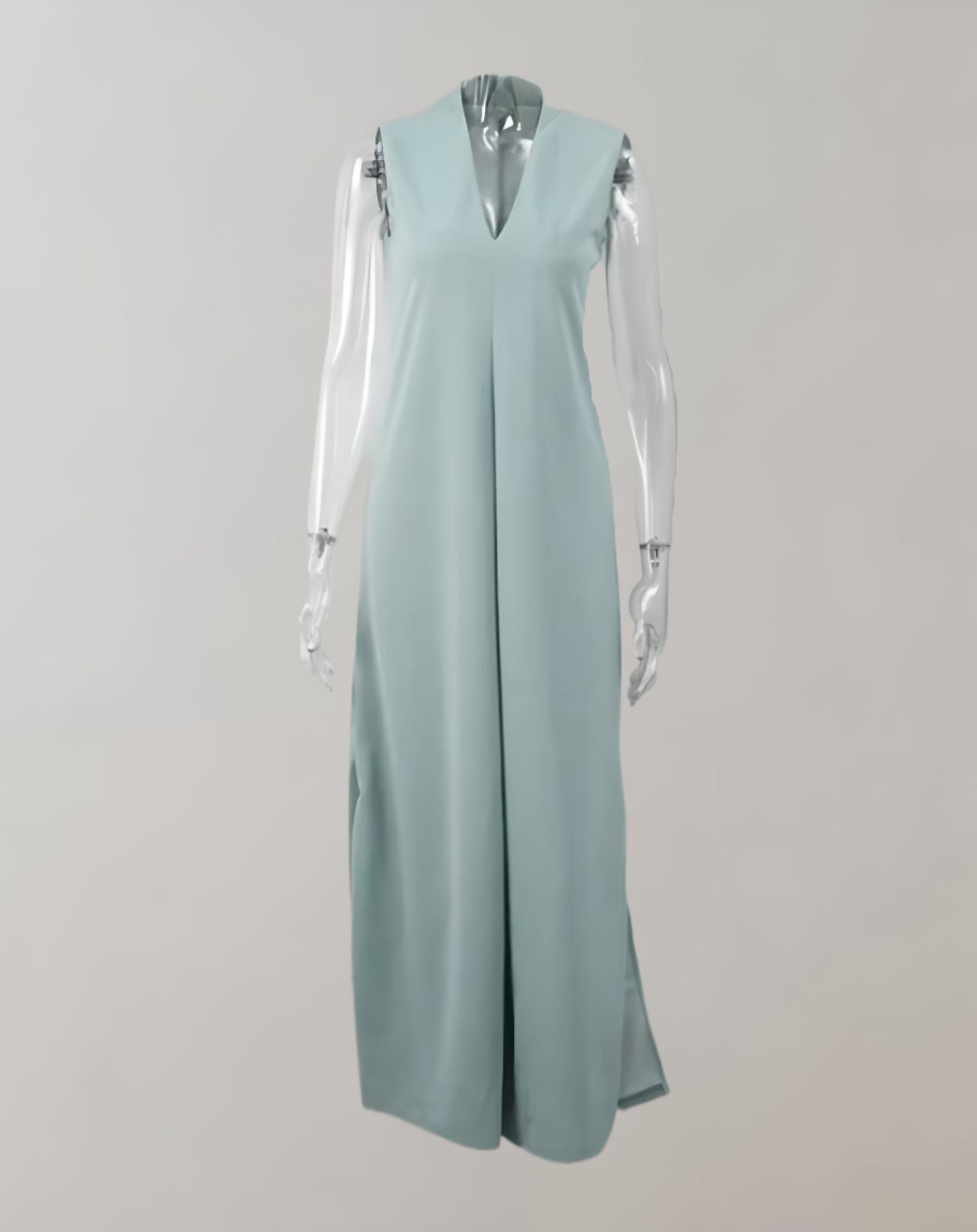Beatrice -  Ärmelloses langes Kleid mit tiefem V Ausschnitt und Lagenschnitt Kleid