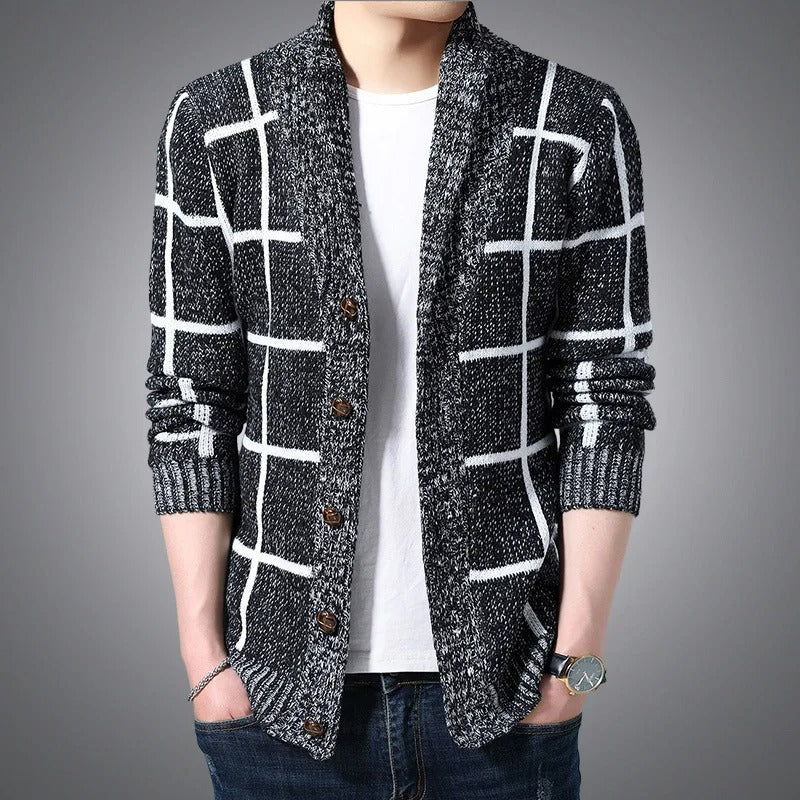 Elegante Karierte Strickjacke für Herren im Slim Fit