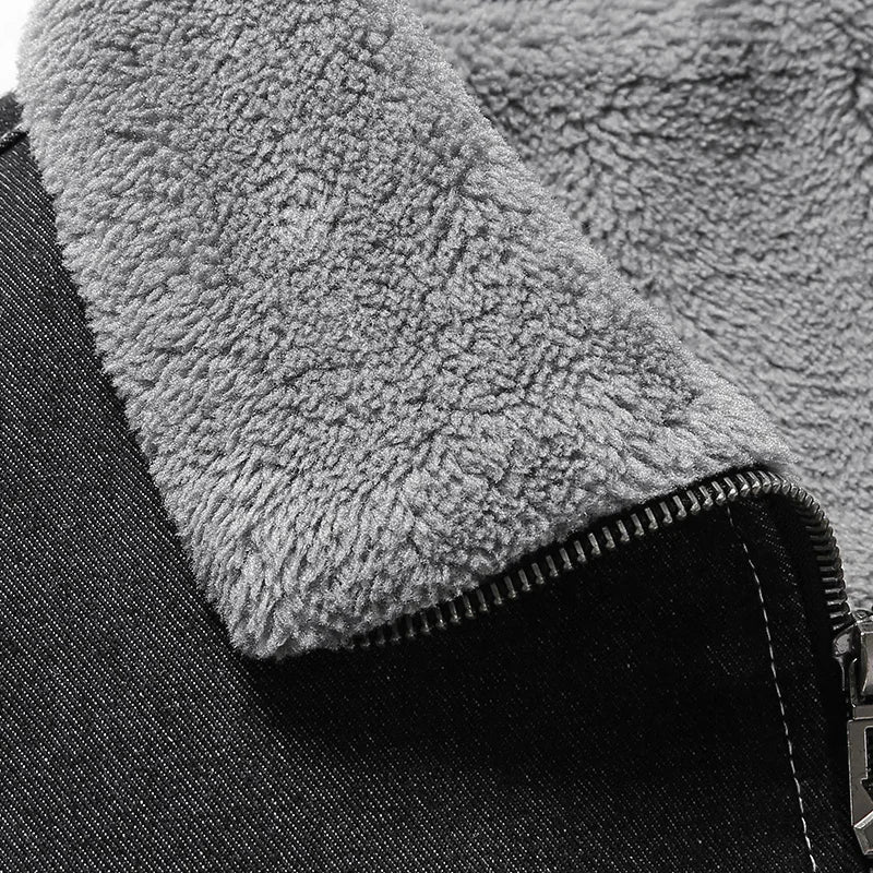 Espen | Vintage Jeansjacke mit Fleece-Futter und Kragen