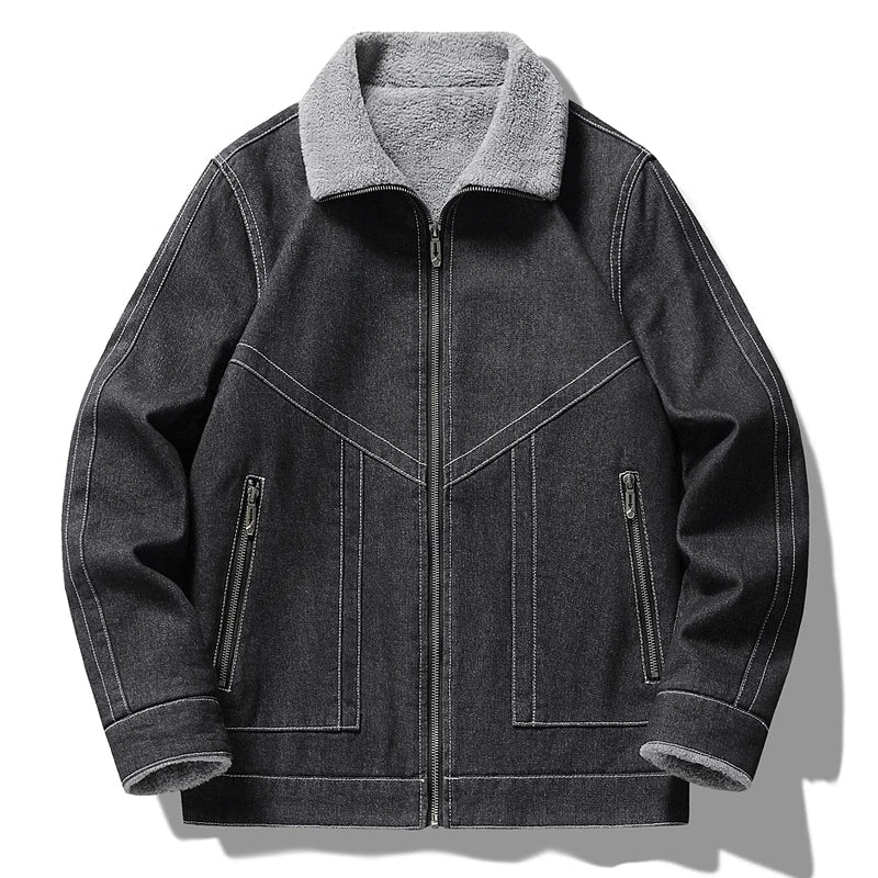 Espen | Vintage Jeansjacke mit Fleece-Futter und Kragen