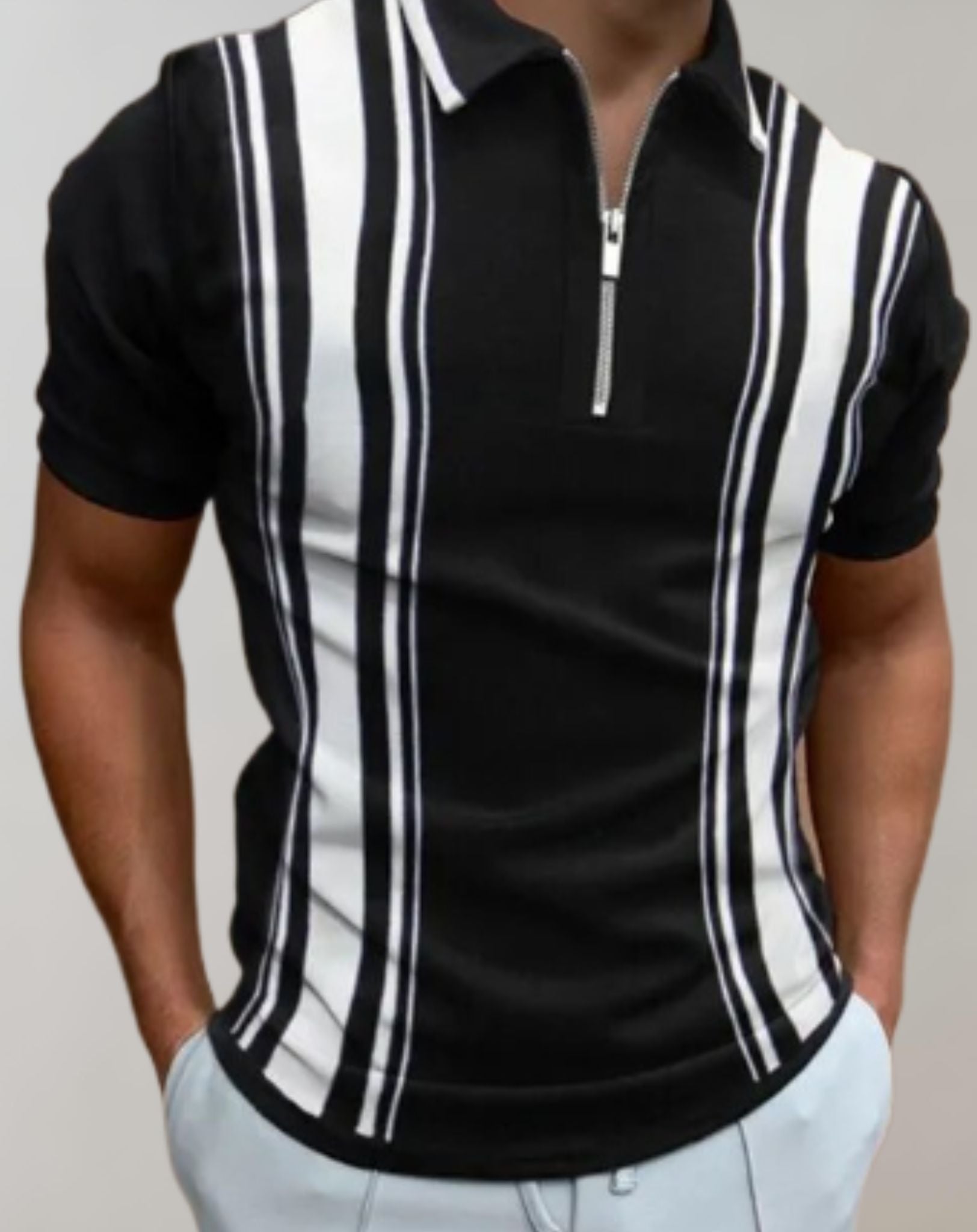 Clarence - Slim Fit Hemd für Herren mit Reißverschluss und zufälligem Druckdesign Hemd