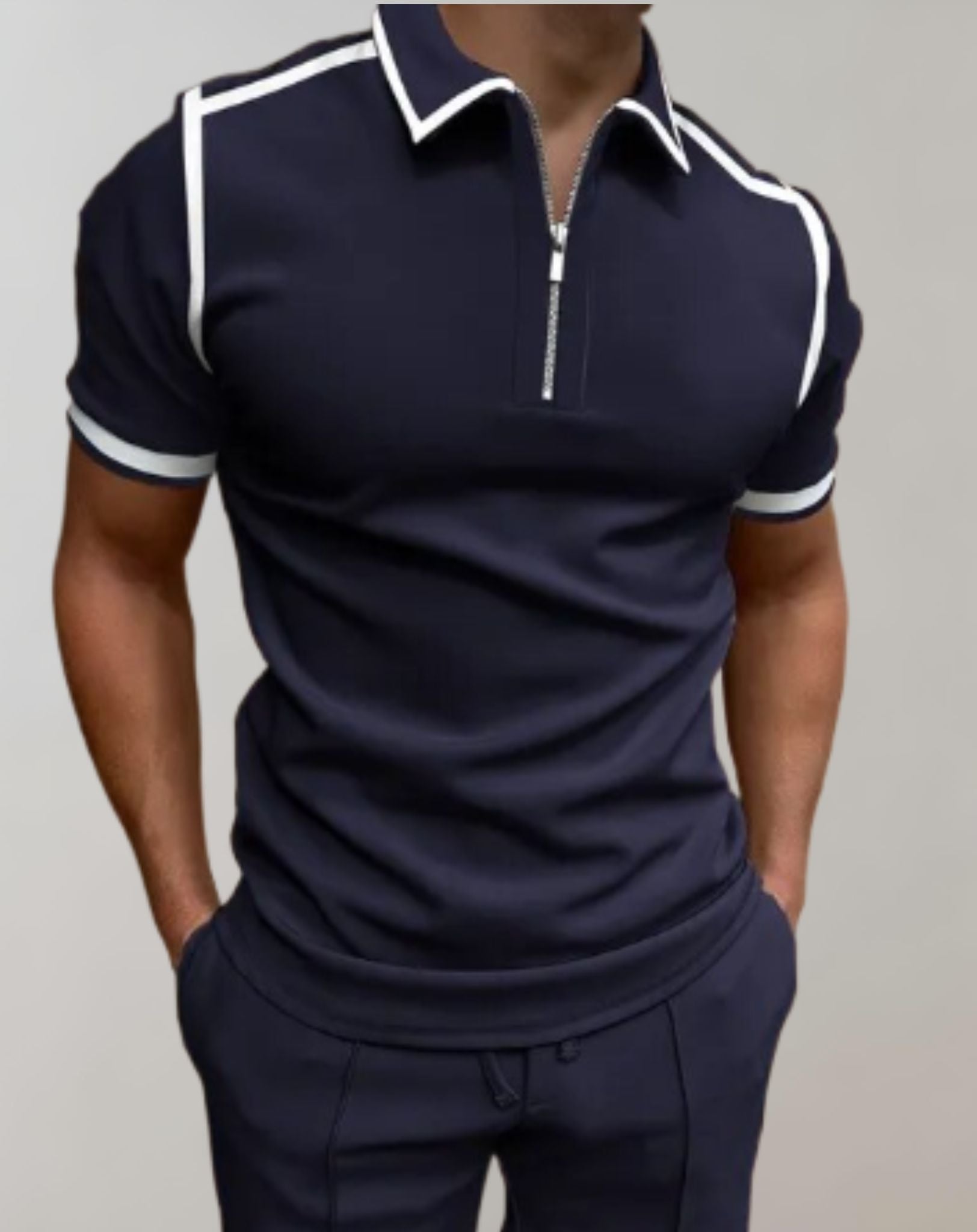 Clarence - Slim Fit Hemd für Herren mit Reißverschluss und zufälligem Druckdesign Hemd